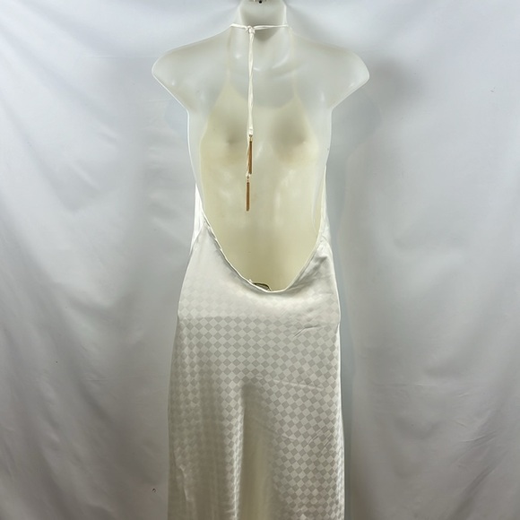 House of Harlow 1960 Halter Low Back Ivory Maxi Satin Dress Size S - NWT - Picture 6 of 11